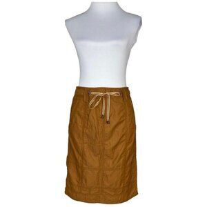 Etcetera Women’s Orange Nylon Drawstring Zip Slit Business Casual Skirt 2/W29